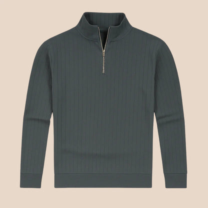 Men's Half Zip Sweater with Ribbed Texture