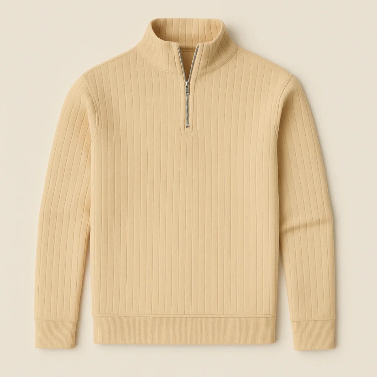 Men's Half Zip Sweater with Ribbed Texture