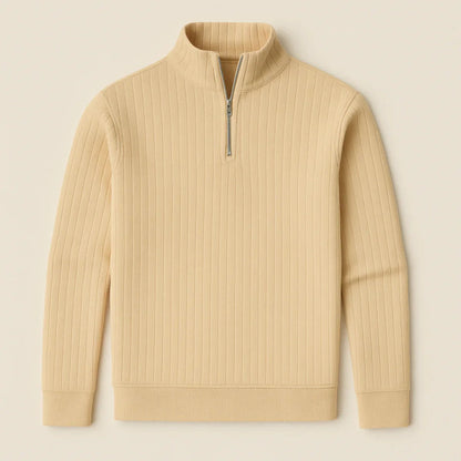 Men's Half Zip Sweater with Ribbed Texture