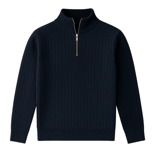 Men's Half Zip Sweater with Ribbed Texture