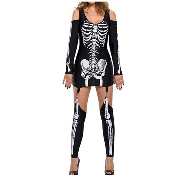 Men's Halloween Costume Long Arm Skeleton Print