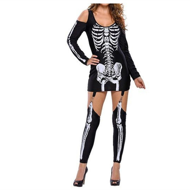Men's Halloween Costume Long Arm Skeleton Print