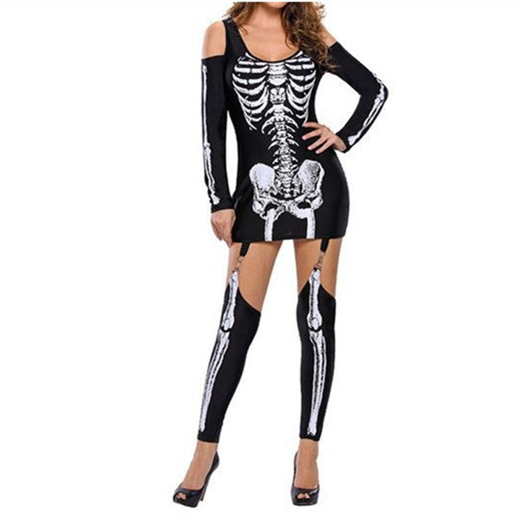 Men's Halloween Costume Long Arm Skeleton Print