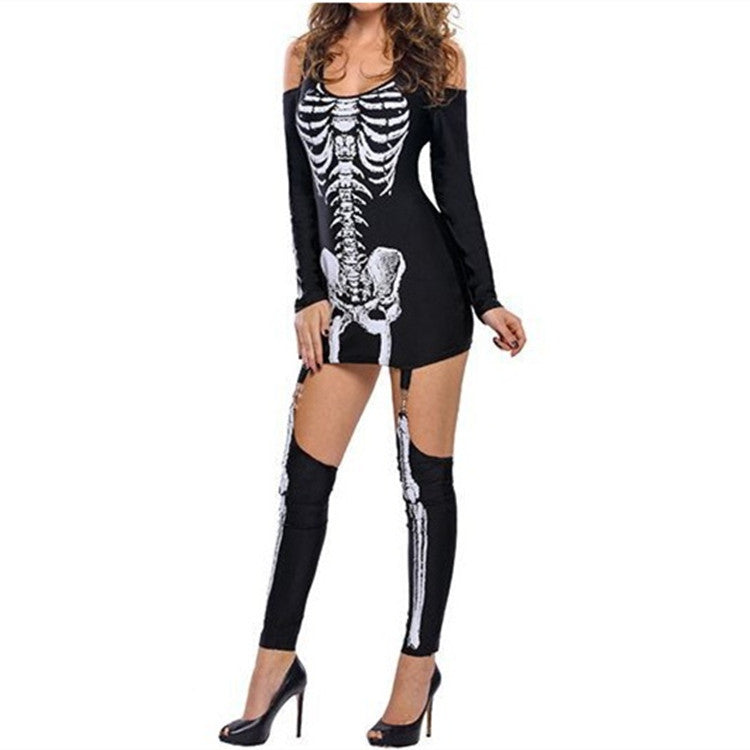 Men's Halloween Costume Long Arm Skeleton Print