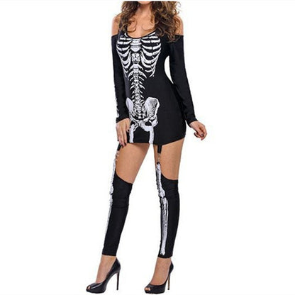 Men's Halloween Costume Long Arm Skeleton Print