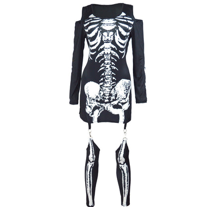 Men's Halloween Costume Long Arm Skeleton Print