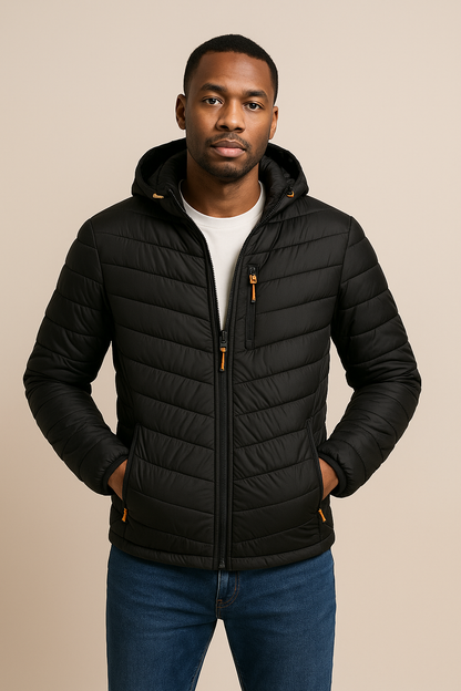 Men's Hooded Quilted Jacket with Modern Style