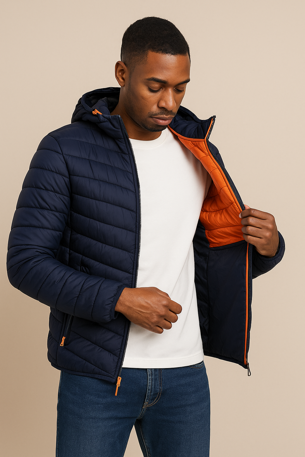 Men's Hooded Quilted Jacket with Modern Style