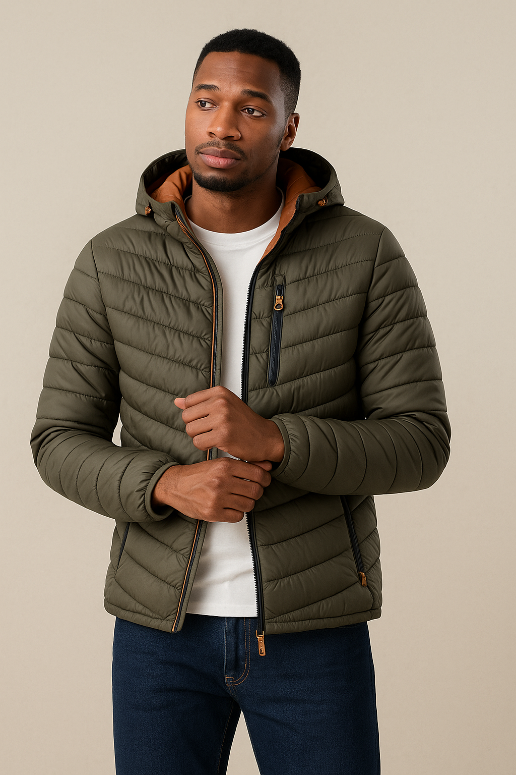 Men's Hooded Quilted Jacket with Modern Style