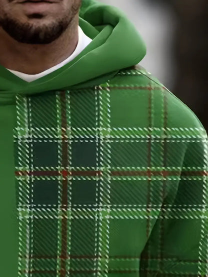 Men's Hoodie Checkered Casual Cotton Blend