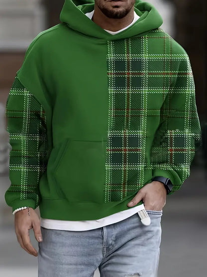Men's Hoodie Checkered Casual Cotton Blend