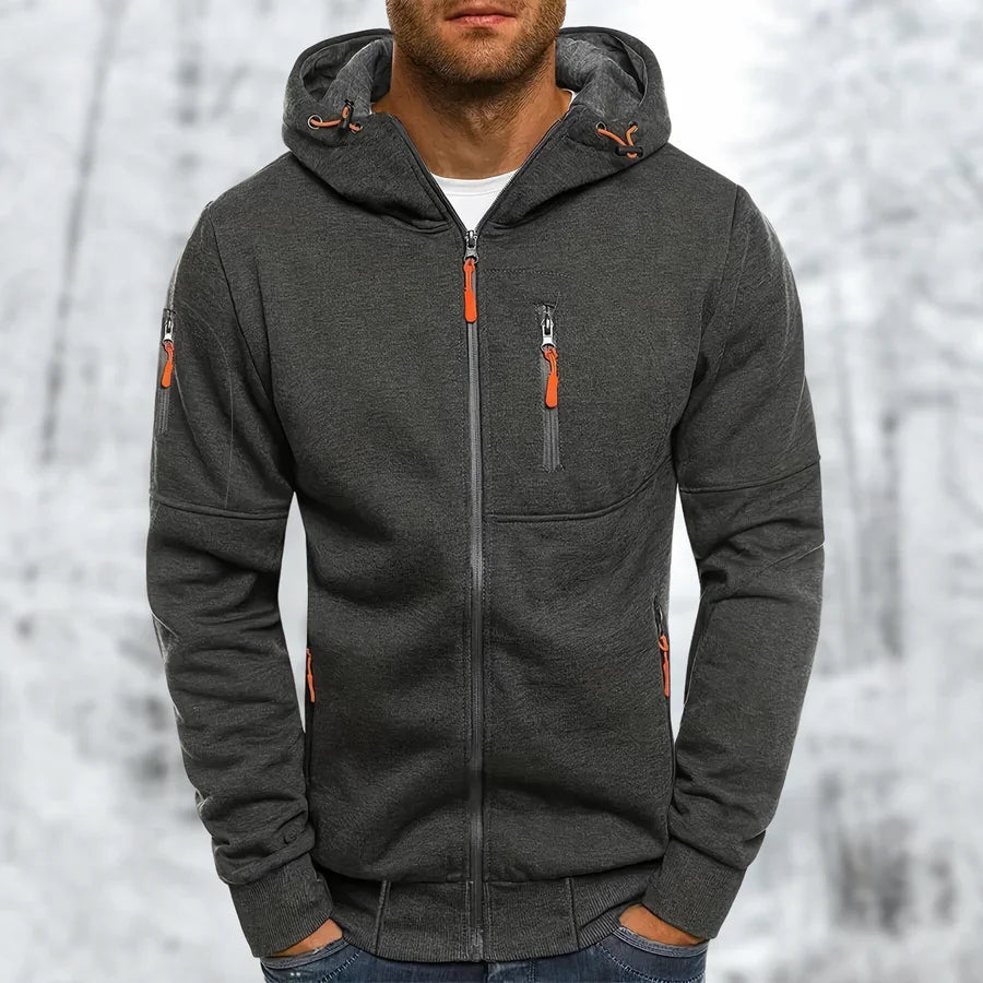 Men's Hoodie Jacket With Practical Zipper