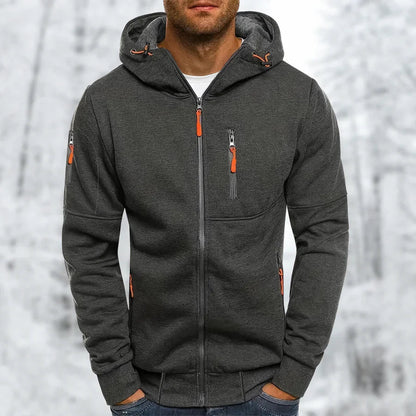 Men's Hoodie Jacket With Practical Zipper
