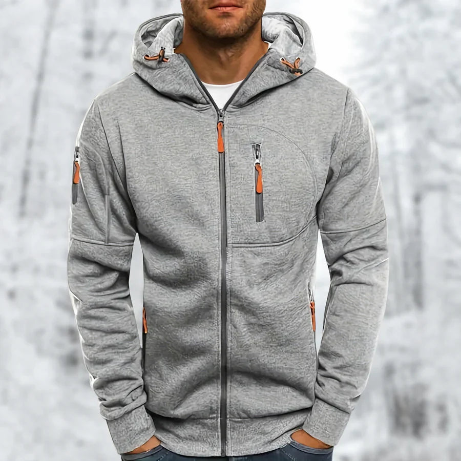 Men's Hoodie Jacket With Practical Zipper