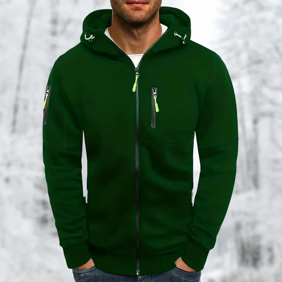Men's Hoodie Jacket With Practical Zipper