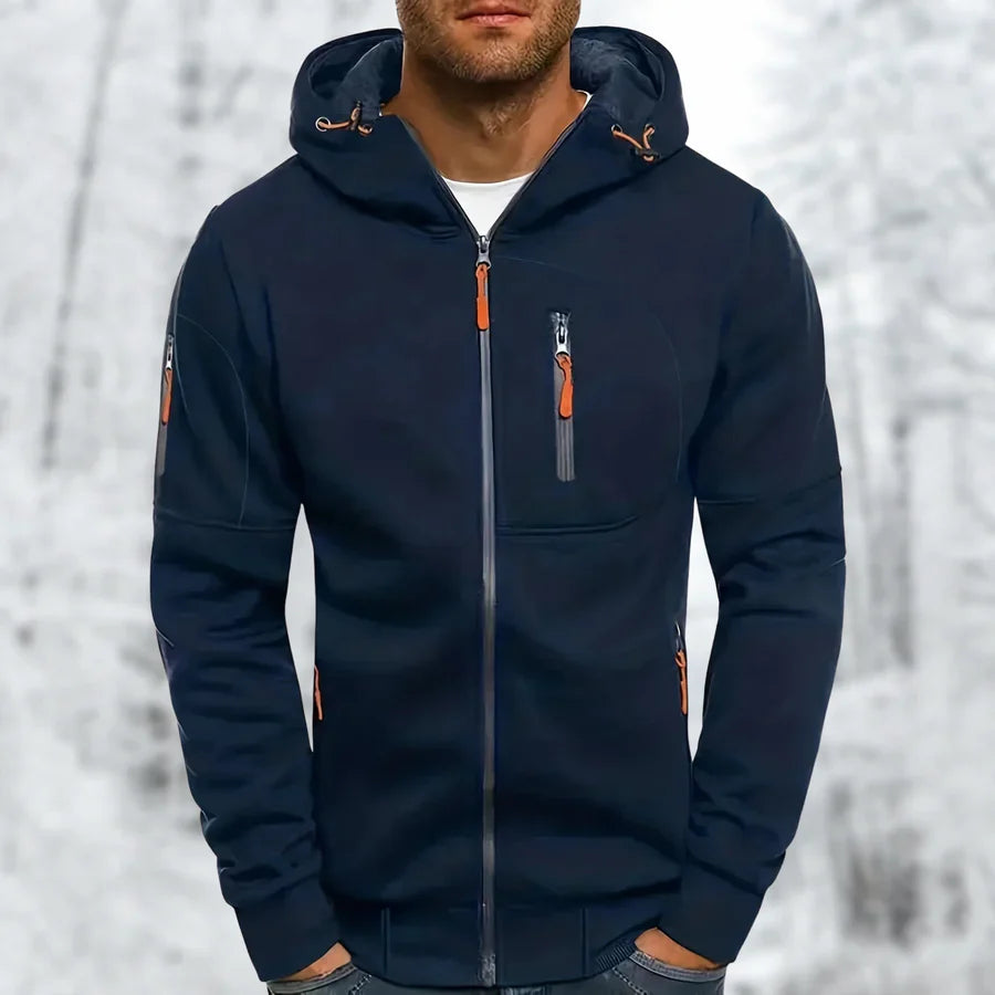 Men's Hoodie Jacket With Practical Zipper