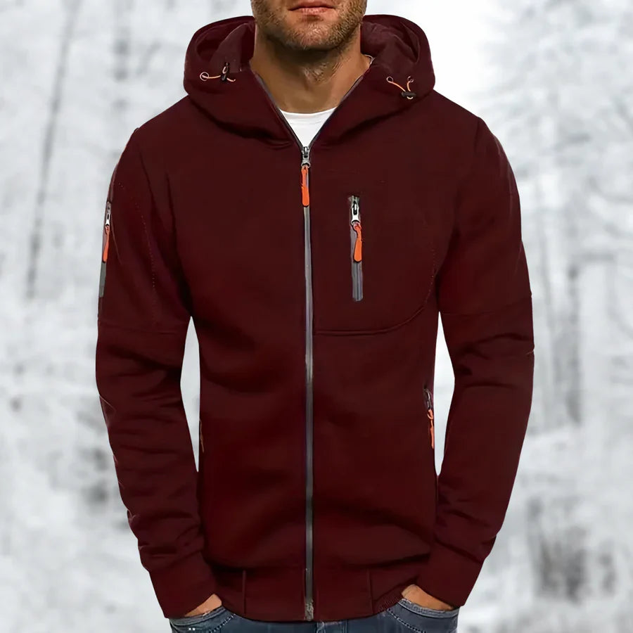 Men's Hoodie Jacket With Practical Zipper
