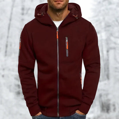 Men's Hoodie Jacket With Practical Zipper