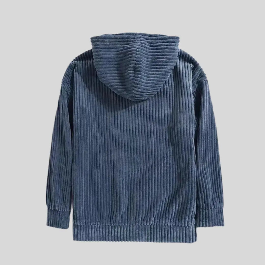 Men's Hoodie Ribbed Casual Style with Adjustable Hood