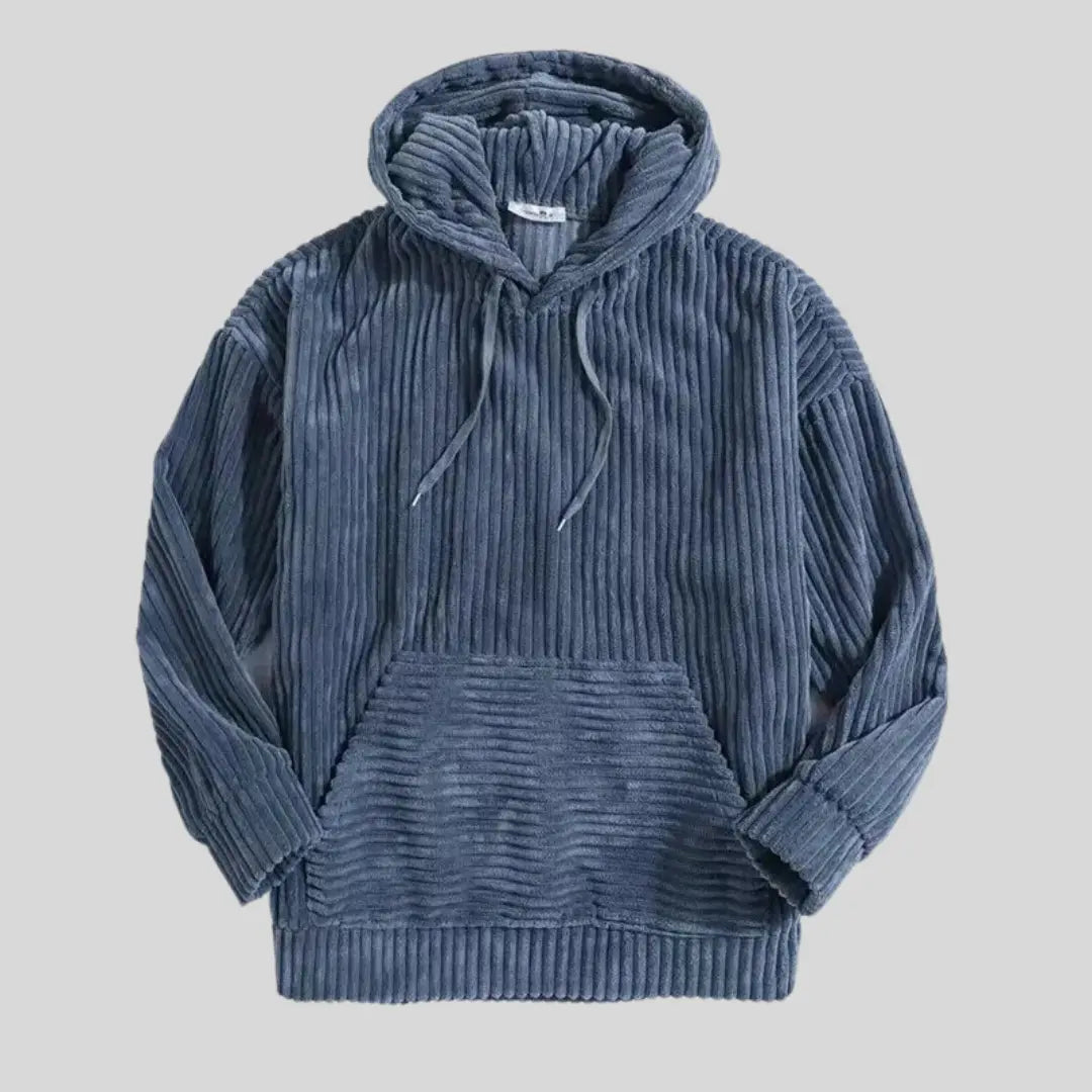Men's Hoodie Ribbed Casual Style with Adjustable Hood
