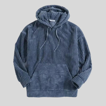 Men's Hoodie Ribbed Casual Style with Adjustable Hood
