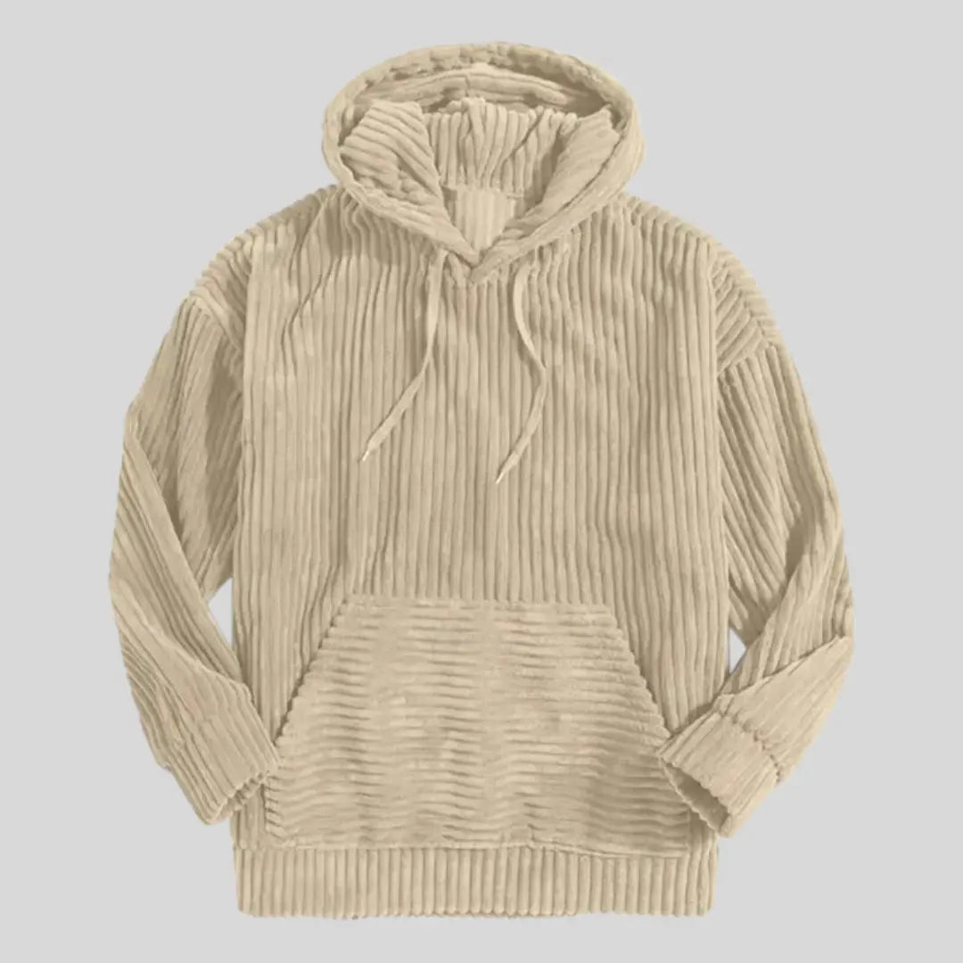Men's Hoodie Ribbed Casual Style with Adjustable Hood