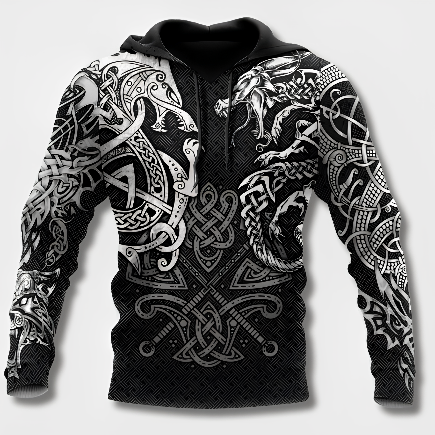 Men's Hoodie Viking Style with Cotton Hoodie