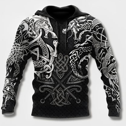Men's Hoodie Viking Style with Cotton Hoodie