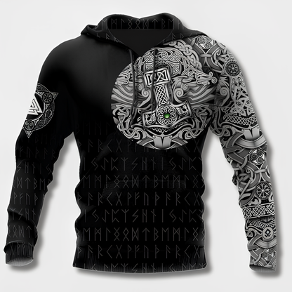 Men's Hoodie Viking Style with Cotton Hoodie