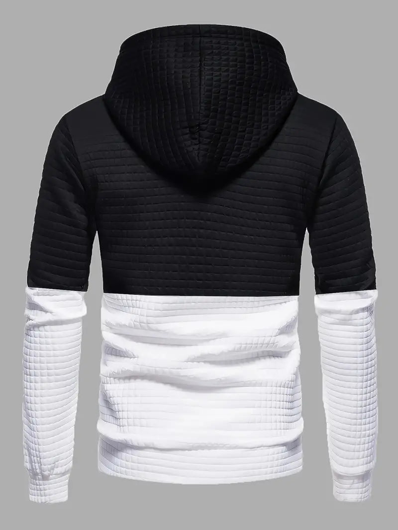 Men's Hoodie Waffle Pattern Soft Cotton Blend Casual Comfort