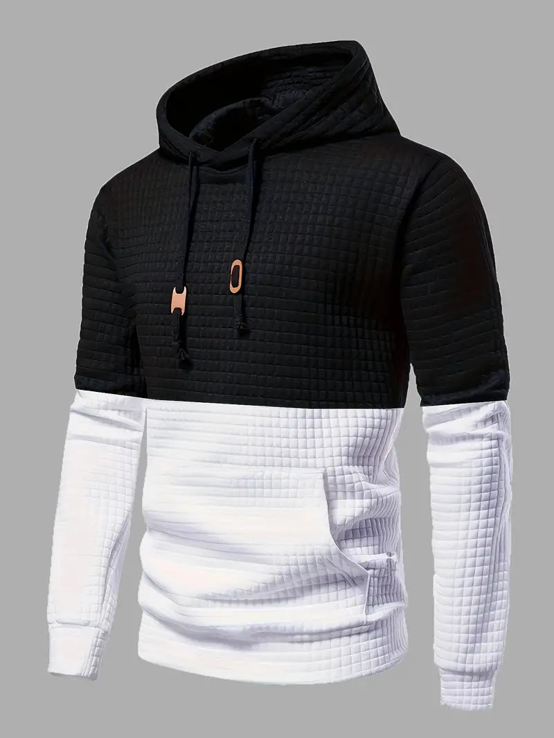 Men's Hoodie Waffle Pattern Soft Cotton Blend Casual Comfort