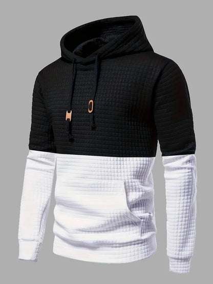 Men's Hoodie Waffle Pattern Soft Cotton Blend Casual Comfort