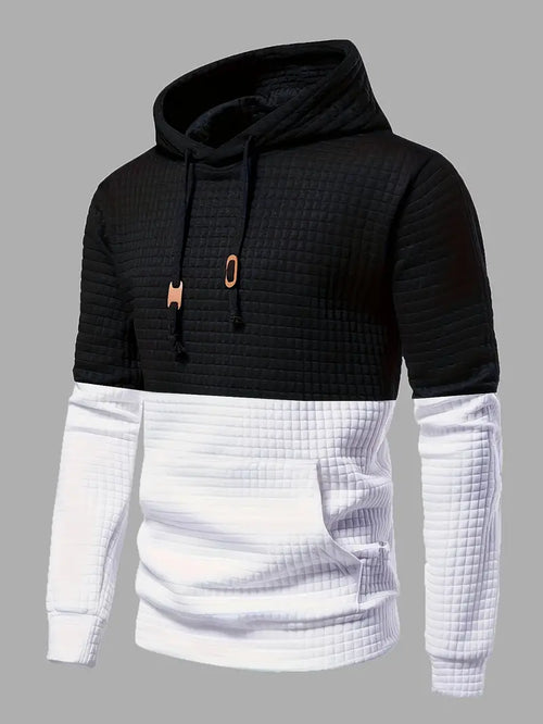 Men's Hoodie Waffle Pattern Soft Cotton Blend Casual Comfort