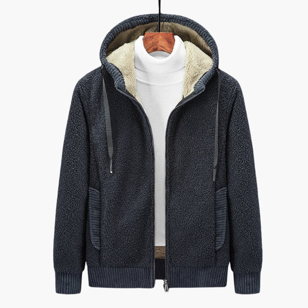 Men's Hoodie with Zipper and Padded Hood for Casual Comfort