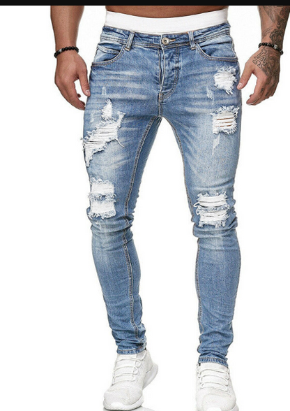Men's Jeans Torn Casual Denim High Quality Fit