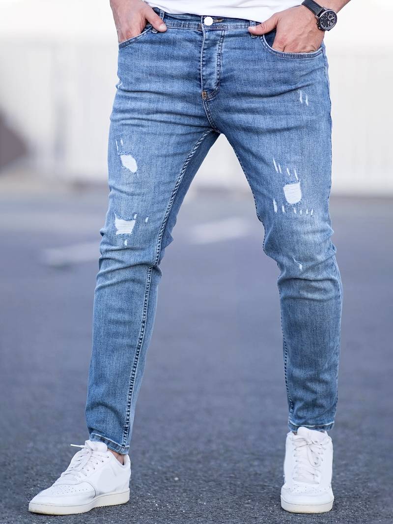 Men's Jeans Torn Casual Denim High Quality Fit
