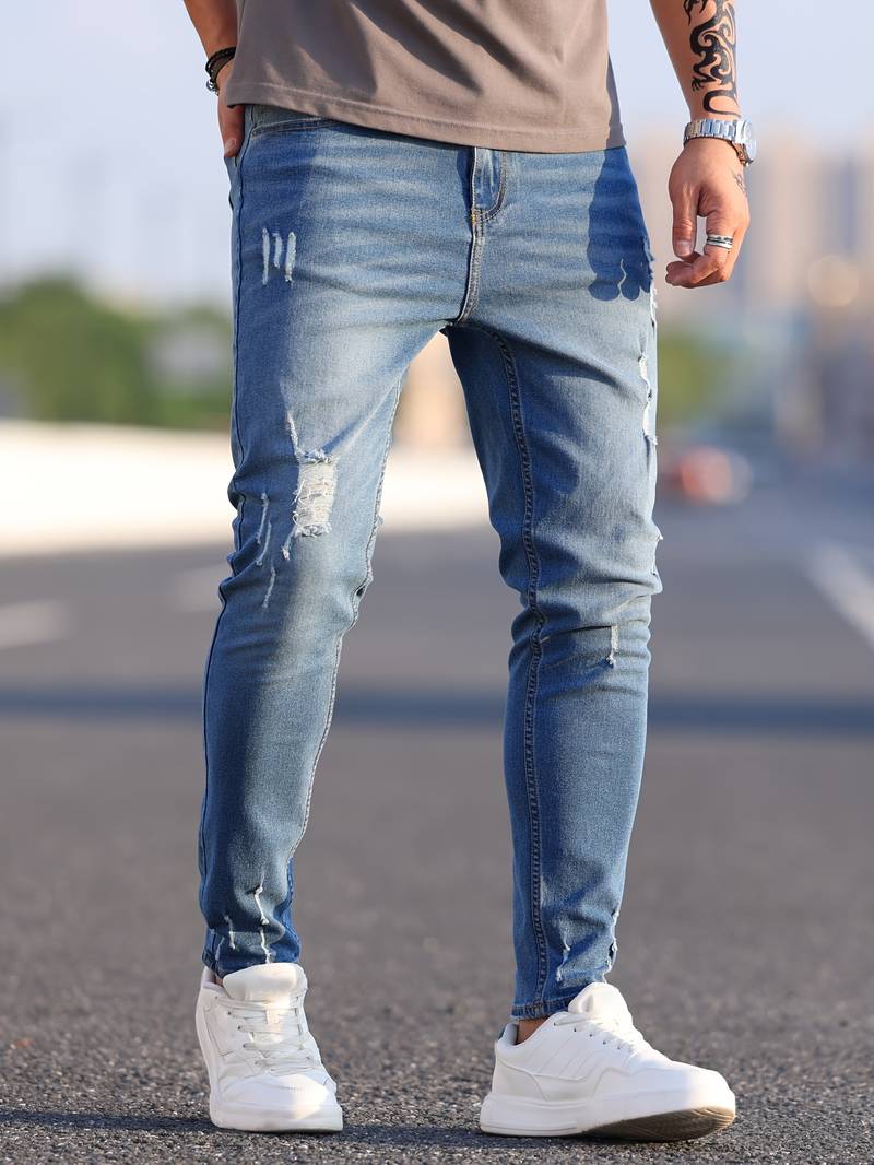Men's Jeans Torn Casual Denim High Quality Fit