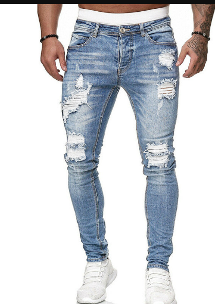 Men's Jeans Torn Casual Denim High Quality Fit