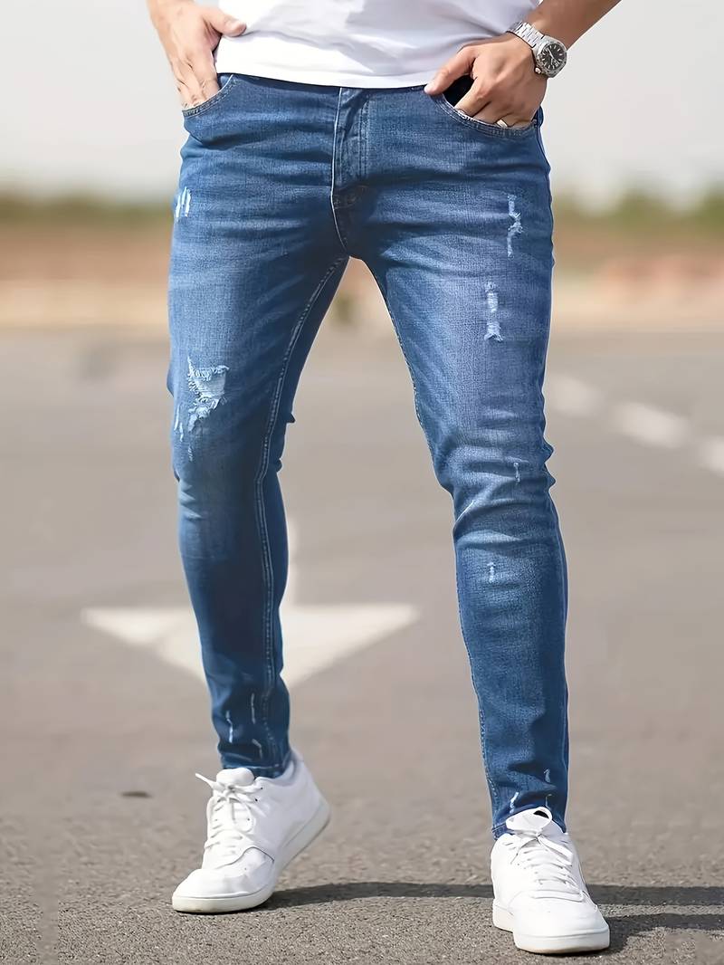 Men's Jeans Torn Casual Denim High Quality Fit