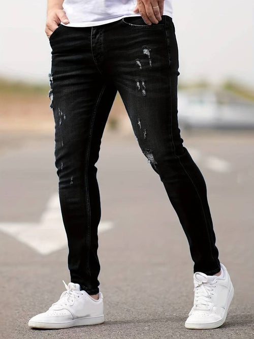 Men's Jeans Torn Casual Denim High Quality Fit