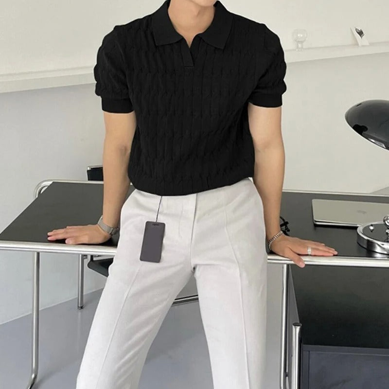 Men's Knitted Jacquard Polo Shirt