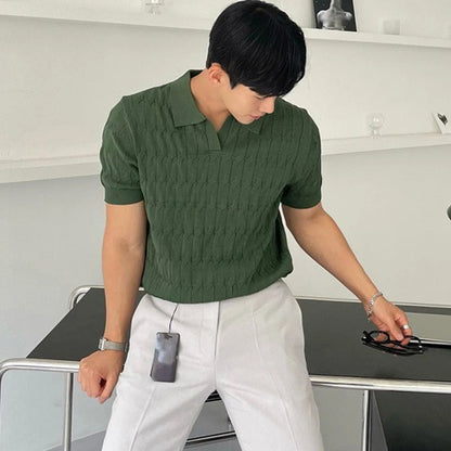 Men's Knitted Jacquard Polo Shirt