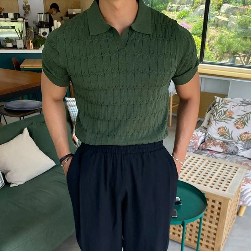 Men's Knitted Jacquard Polo Shirt