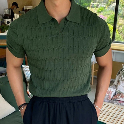 Men's Knitted Jacquard Polo Shirt