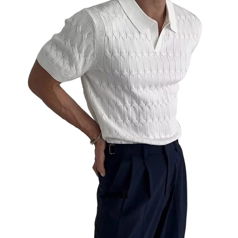Men's Knitted Jacquard Polo Shirt