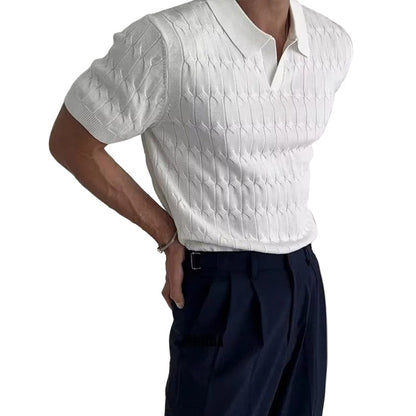 Men's Knitted Jacquard Polo Shirt