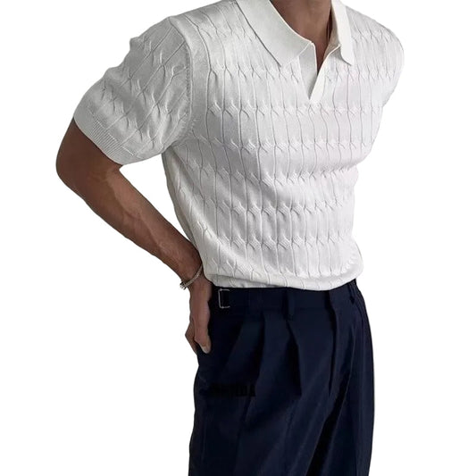 Men's Knitted Jacquard Polo Shirt
