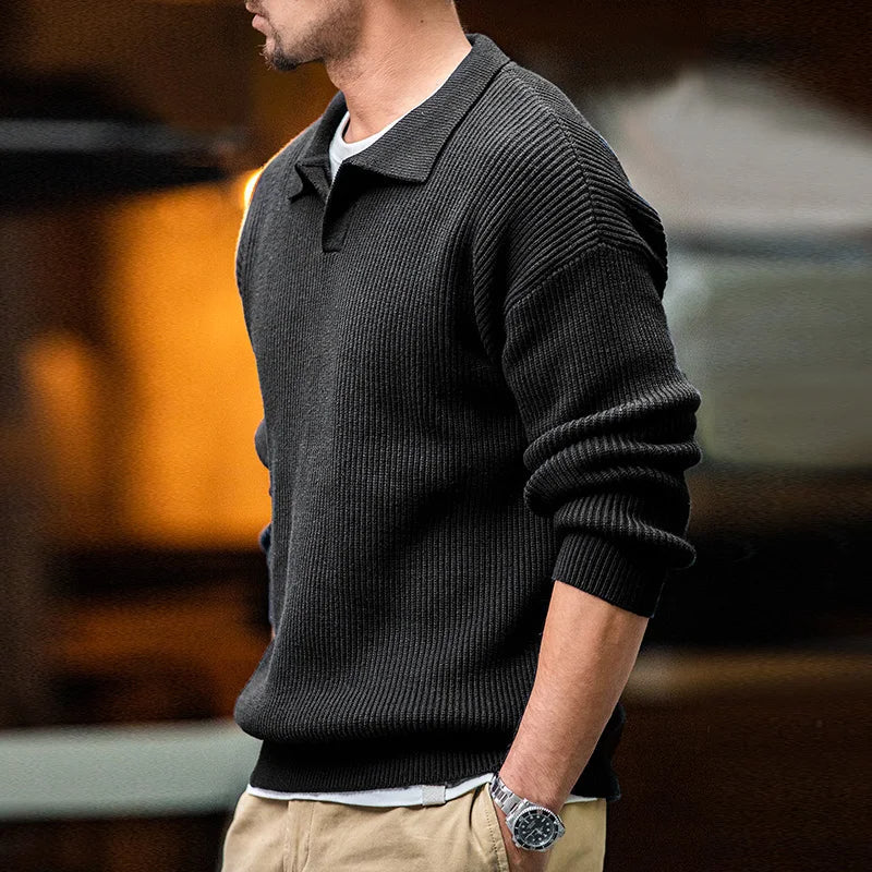 Men's Knitted Polo Collar Sweater Casual