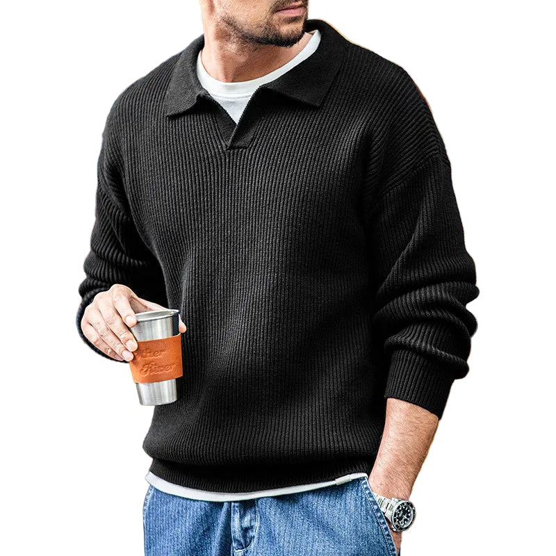 Men's Knitted Polo Collar Sweater Casual