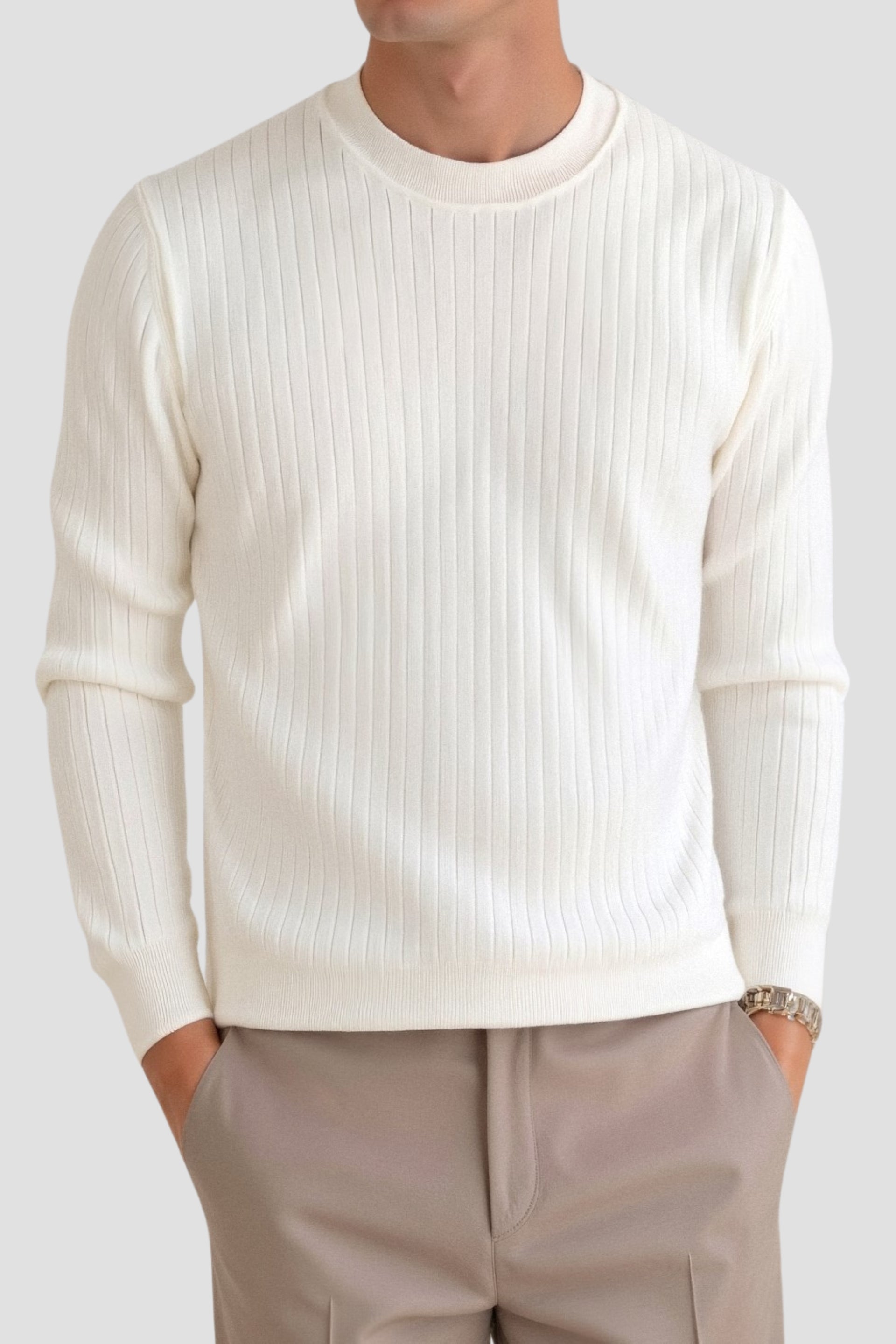 Men's Knitted Sweater Ribbed Style